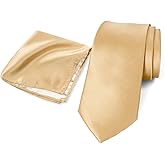 Spring Notion Men's Solid Color Satin Microfiber Tie and Handkerchief Set