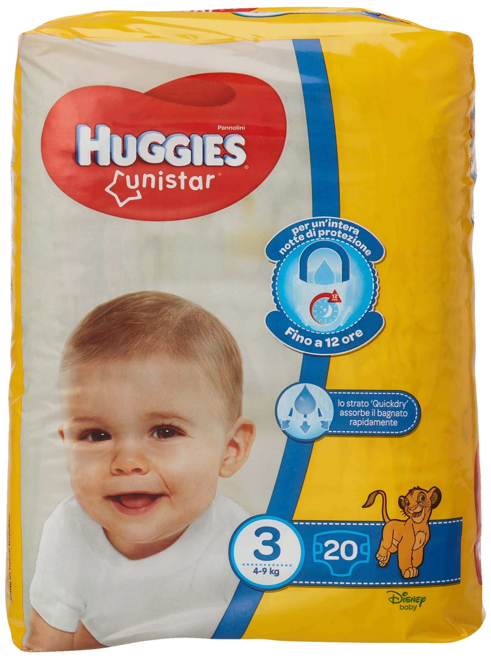 Huggies Unistar Diapers, Size 3, 4-8 kg, 4 Packs of 19 Diapers, 76 Pieces