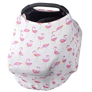 NOZAAM Nursing Covers Baby Car Seat Cover, Car Seat Canopy, Infant Stroller Cover for Baby Girls Boys, Infant Stretchy Cover for Baby Swing, Shopping Cart, Feeding High Chair (White)