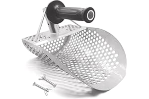 Zhitaoxun Sand Scoop for Metal Detecting,Stainless Steel Metal Detector Beach Scoop with Big 11.81 * 7.87 * 3.95in Shovel and Hexahedron 7mm Holes,Beach Scoop Metal Detecting