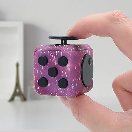 Amazon Com Fidget Cube Stress Anxiety Pressure Relieving Toy Great For Adults And Children Gift Idea Relaxing Toy Stress Reliever Soft Material Starry Purple Toys Games