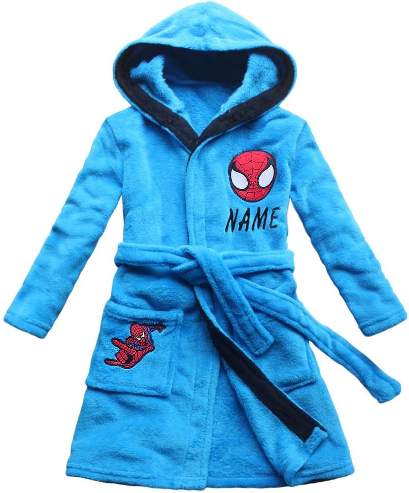 2017 New Spider Pattern Boys Cartoon Children Lengthened Bathrobe Robe Gown Home