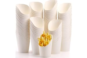 Lawei 100 Pcs French Fries Cup, 14oz Disposable French Fries Holder, Stackable Paper Charcuterie Cups, Take-Out Party Waffle 