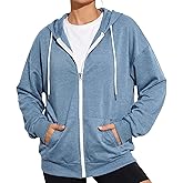 GIVON Women's Oversized Zip Up Hoodie Lightweight Long Sleeve Y2K Cute Hooded Tops Sweatshirt with Pockets