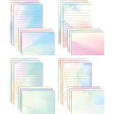 Better Office Products Mini Stationery Set, 100 Piece Set (50 Lined Watercolor Sheets + 50 Matching Envelopes), 5.5 x 8.25 inch, 12 Unique Designs, Double Sided Printing, One Side Lined Paper,
