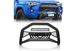 EYOUHZ Bull Bar with License Plate Frame & LED Light Bar Compatible with 2010-2024 Toyota 4 Runner, Truck Grille Guard Brush Push Bar Front Bumper (Include Light Mount & Skid Plate)