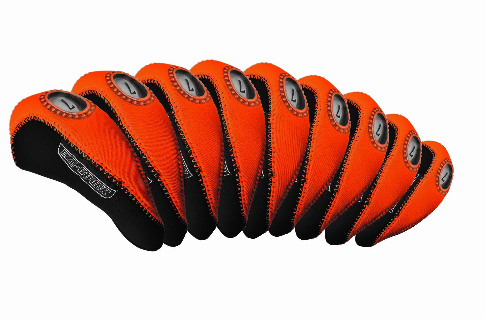 Longridge EZE Golf Iron Covers (Pack of 10) - Orange/Black