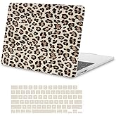 MOSISO Compatible with MacBook Air 13 inch Case 2026 2025-2022 M4 A3240 M3 A3113 M2 A2681, PU Leather Coated Hard Shell&Keyboard Cover for MacBook Air 13.6 inch Case, Brown Feline Print