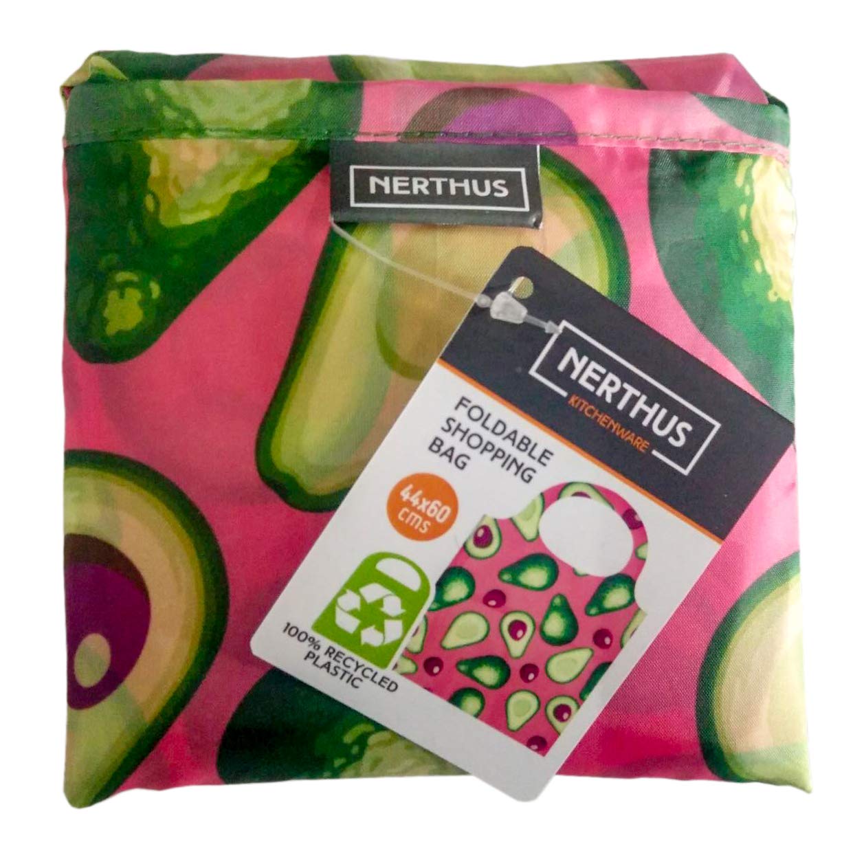 NERTHUS Shopping 100 Reusable, Foldable, Compact and Eco-Friendly Supermarket Bag, 100% recycled plastic, Avocado, 43x43 cm