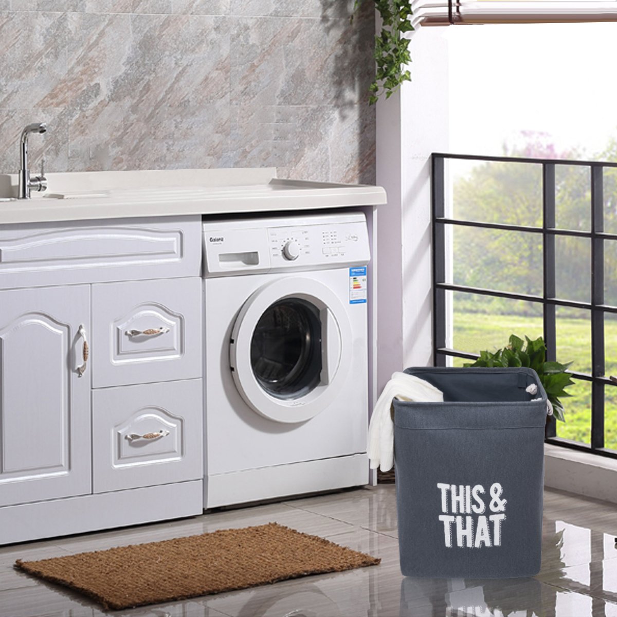 Chrislley Laundry Hamper Basket with Handles Dirty Clothes Laundry Basket Hamper Large Home Laundry Hamper Sorter Laundry Hamper Bag (Blue)