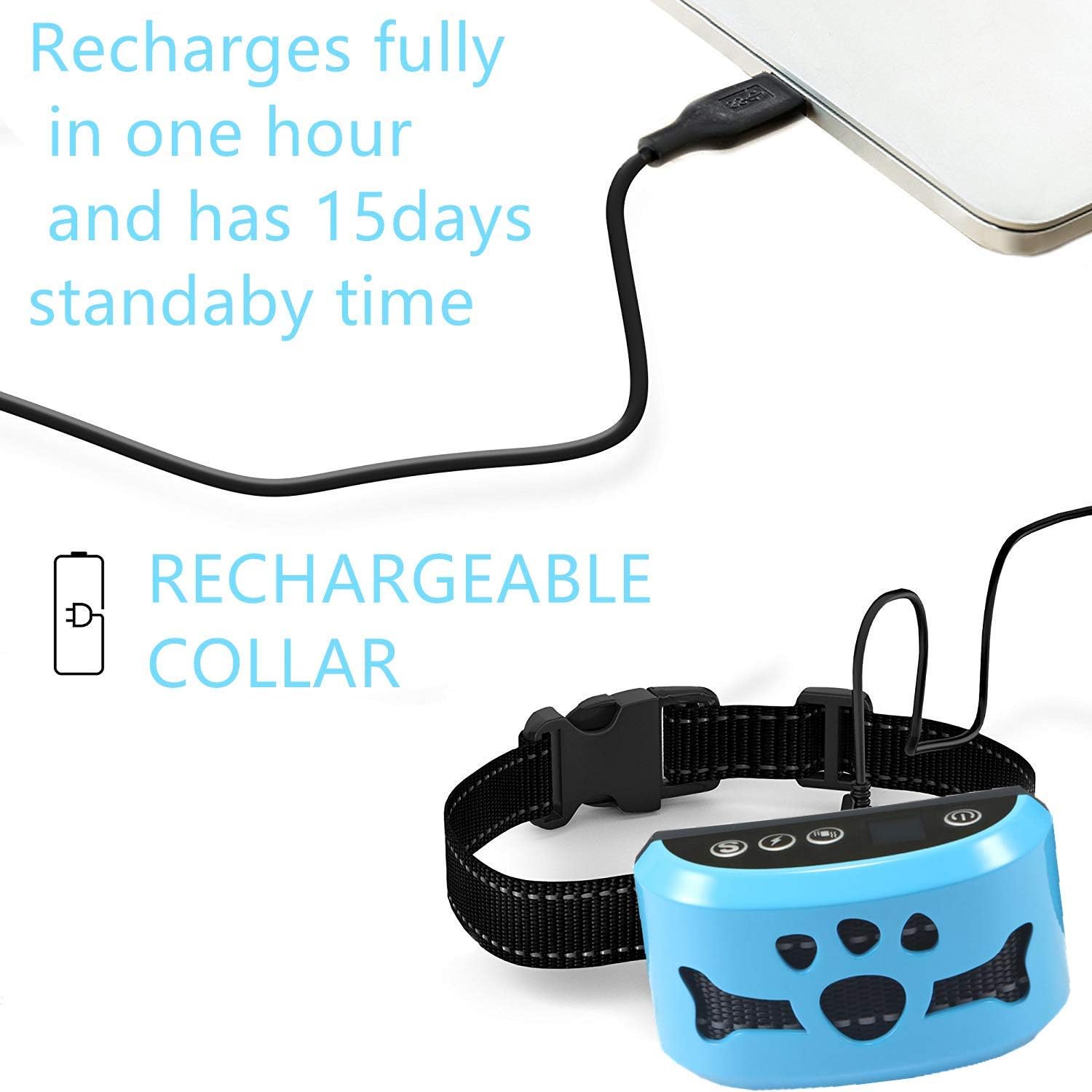Bark Collars Dog Barking Control Training Collar (Blue) : Pet Supplies