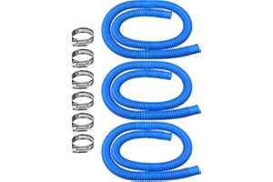 NEWREACH Pool Pump Replacement Hose Fit for Intex Coleman Above Ground Pool, 1.25 Pool Hoses x 59 Inch Compatible with Intex Filter Pump 607, 637, 3 Hoses & 6 Hose Clamps