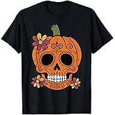Sugar Skull Pumpkin Mexican Halloween Dia de Los Muertos T-Shirt