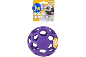 JW Pet Hol-ee Roller Dog Toy Puzzle Ball, Natural Rubber, Medium (4.5 Inch Diameter), Colors May Vary
