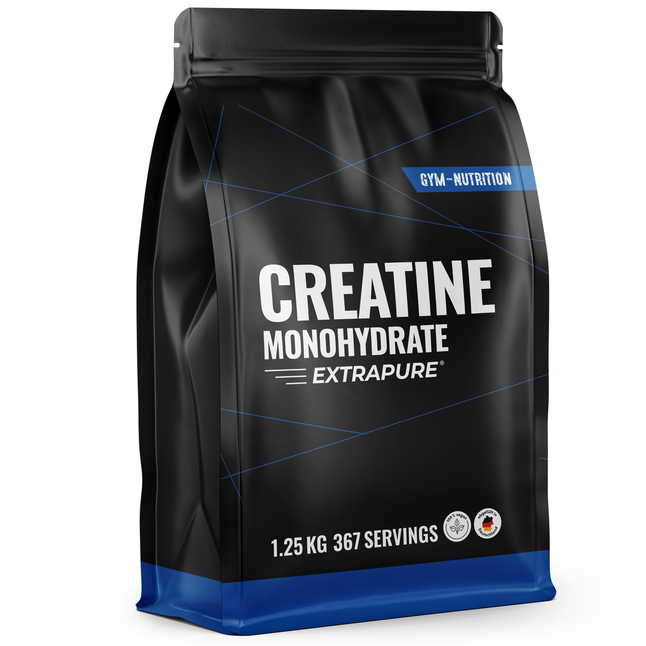 Creatin Monohydrat Pulver 1,25kg / 1250g - Ultra Reines Kreatin Monohydrat mit Vitamin B6 -Hochdosiert - Extrapure Creatine Monohydrat - Creatin Pulver Monohydrate - Vegan Jahresvorrat