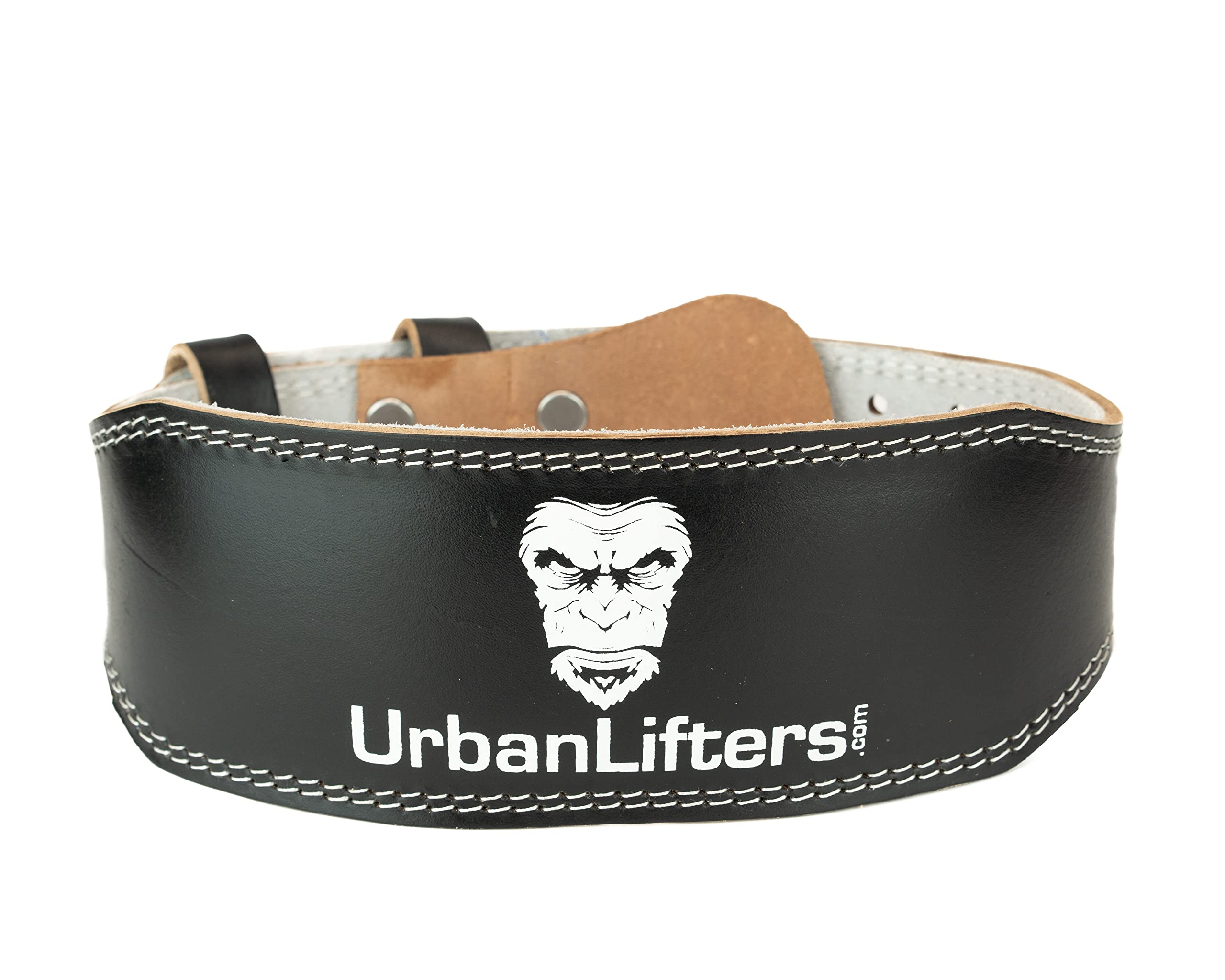 Urban Lifters Weight Lifting Belt. Leather Weight Belt 4" Thickness, thick brass buckles, Padded Back Support & adjustable holes. Gym Belt, Deadlift Belt & Powerlifting Belt for Men & Women (Large)