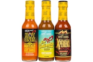 Hot Ones Season 23 The Classic Trio, Hot Sauce Pack With The Buffalo Hot Sauce, Los Calientes Verde & The Last Dab: Xperience, Made With All Natural Ingredents, 5 fl oz Bottles (3-Pack)