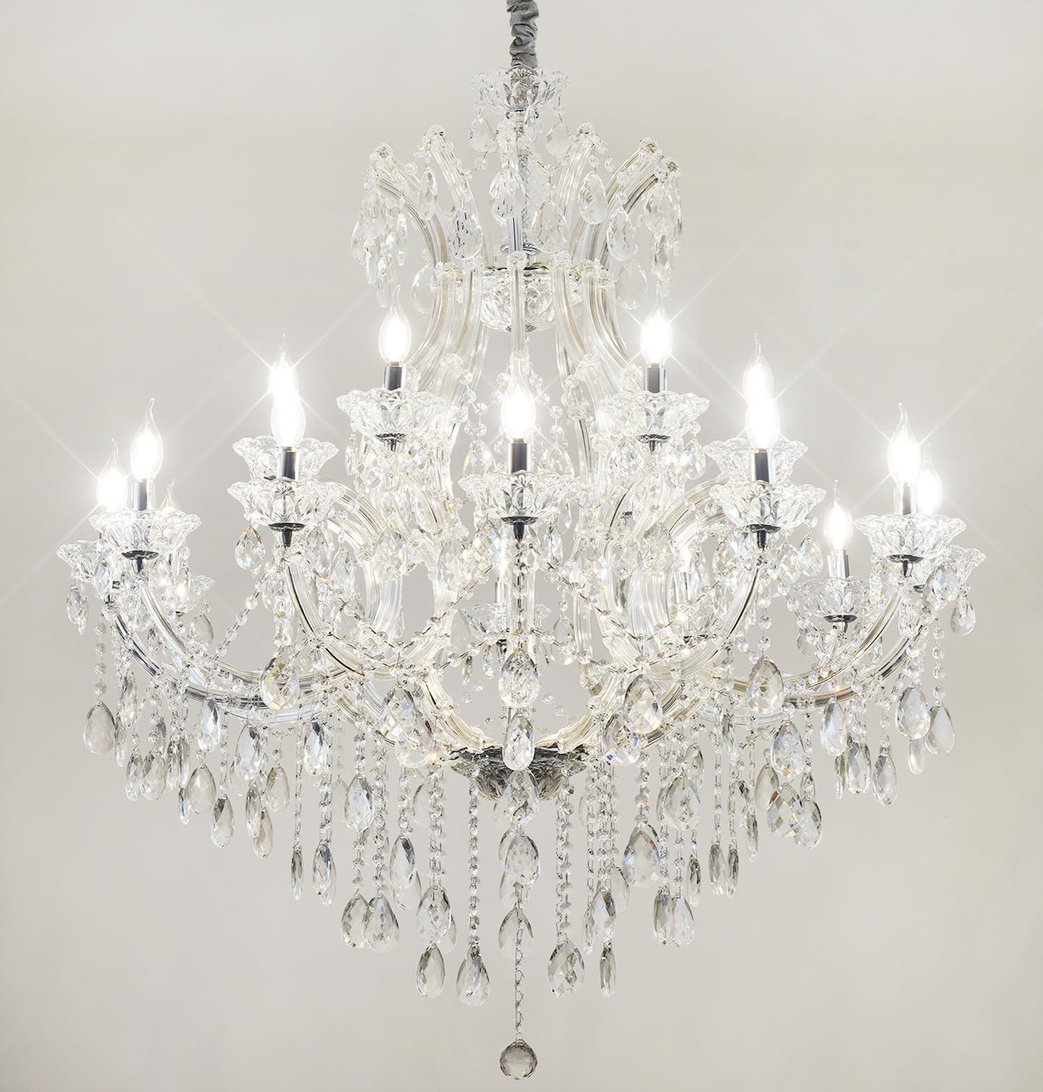 Photo 1 of ***MISING SOME OF THE CRYSTAL***
Hubrin Large Luxurious Crystal Chandeliers Transparent 19 Lights,Modern K9 Crystal Chandelier Light Fixture for Living Room, Kitchen, Dinning Room, Foyer stairwell (19 Lights 2-Tier)