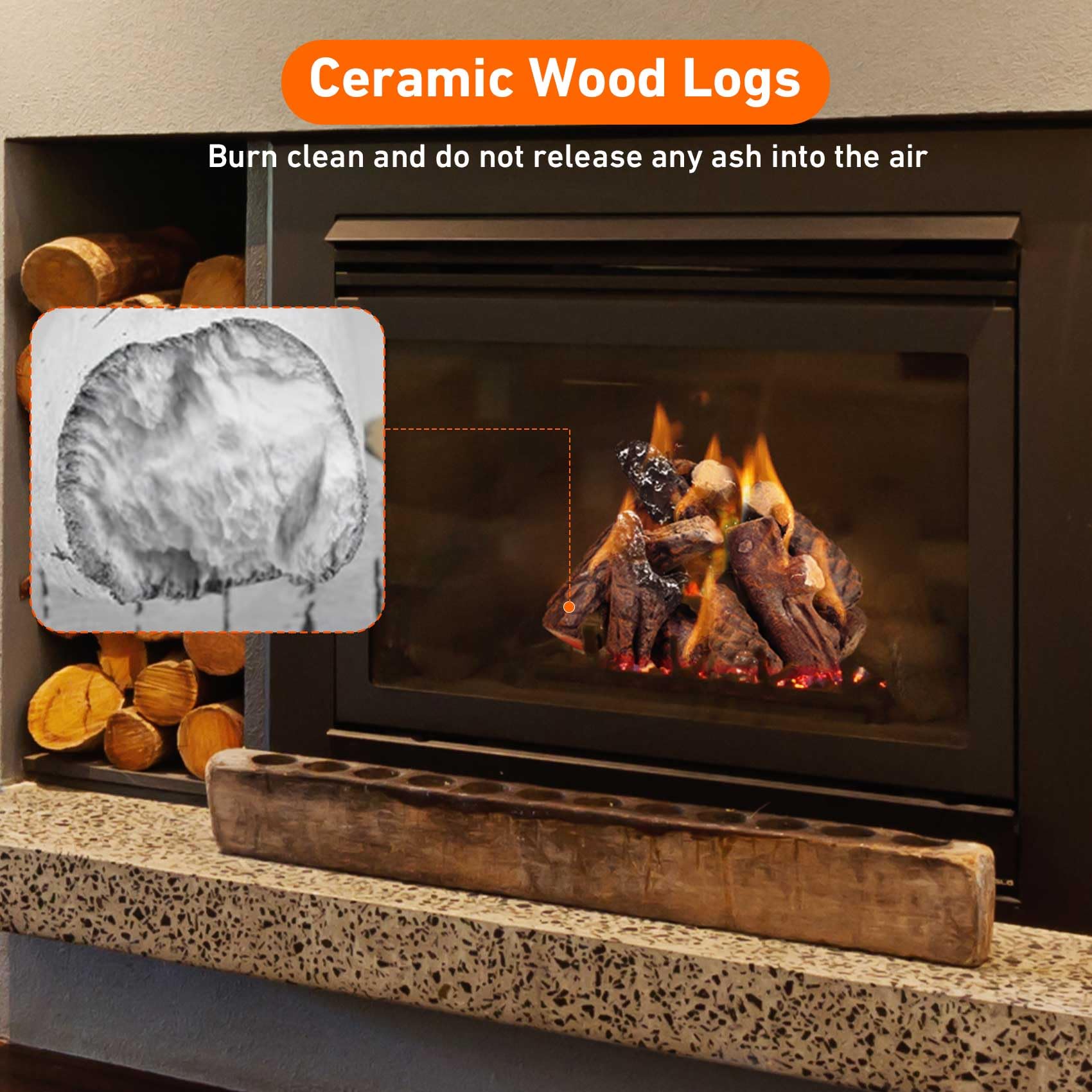 Stanbroil Ceramic Fireplace Logs