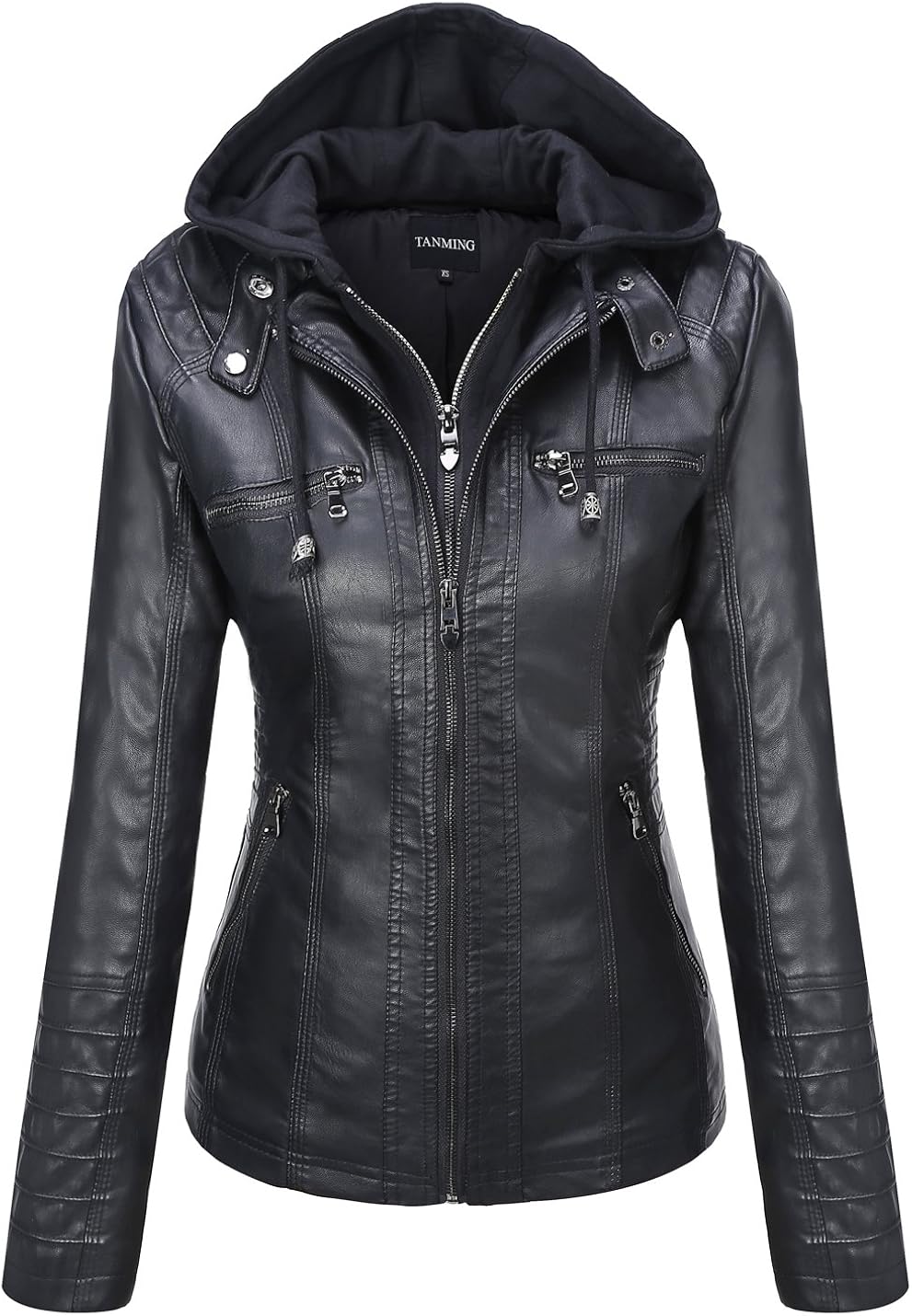 Tanming Women's Removable Hooded Faux Leather Jackets at  Women's Coats Shop