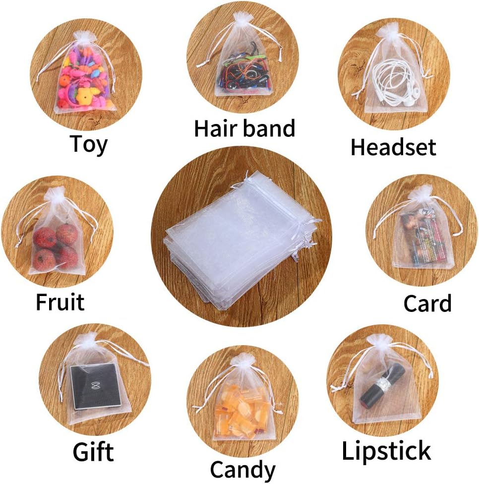 BUTTFLY 100PCS 4x6" Sheer Organza Bags,White Organza Wedding Favor Bags with Drawstring,Jewelry,Festival, Party Festival Gift Bags Candy Bags: Health & Personal Care