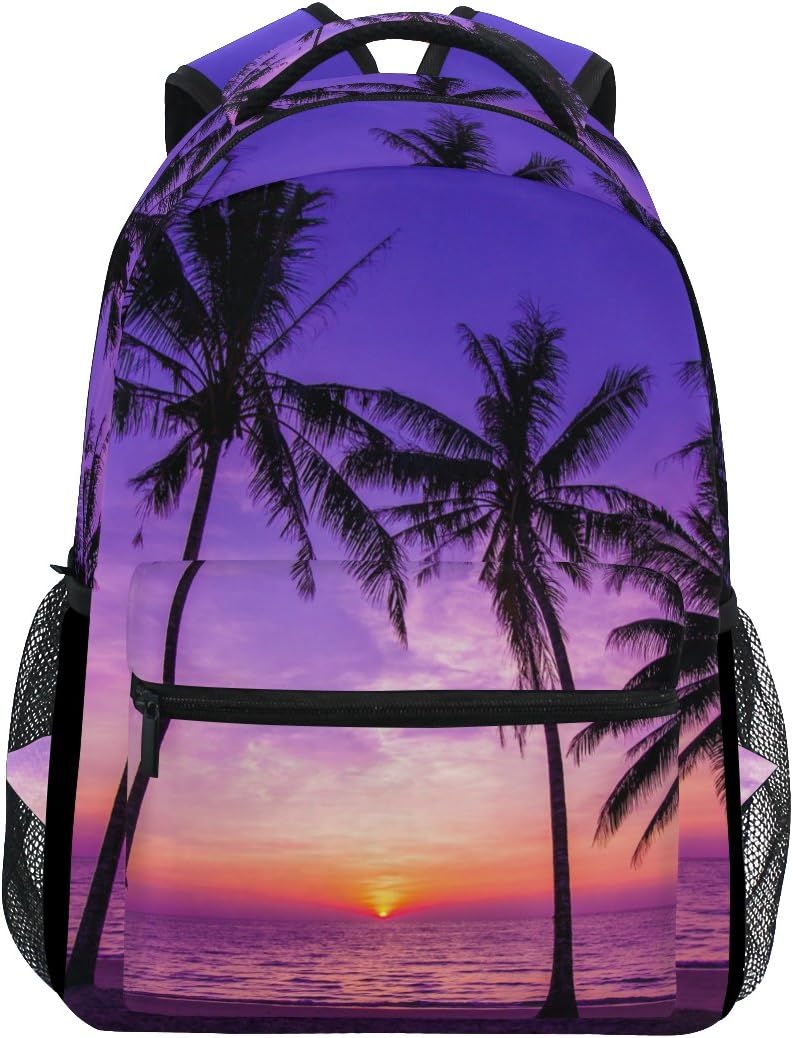TropicalLife Hawaiian Palm Tree Ocean Theme Backpacks Bookbag Shoulder Backpack Hiking Travel Daypack Casual Bags