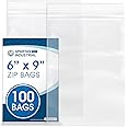 Spartan Industrial - 6” X 9” (100 Count) Quart Clear Reclosable Zip Plastic Poly Bags with Resealable Lock Seal Zipper - 2 Mil