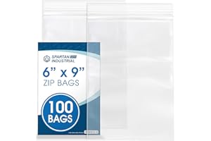 Spartan Industrial - 2 Mil Clear Reclosable Zip Plastic Poly Bags with Resealable Lock Seal Zipper - 6” X 9” (100 Count)
