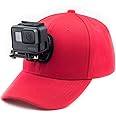 DigiCharge Baseball Cap Hat with Action Camera Holder Mount Bracket for GoPro Hero Max/DJI Osmo Action 5 / Akaso Crosstour Campark Fitfort Apeman Sony Camkong Victure Cam Red