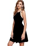 Romwe Women's Sweet Scallop Sleeveless Flared Swing Pleated A-Line Skater Dress