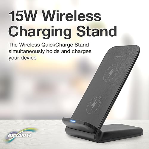 BoxWave Charger Compatible with OnePlus Pro Wireless QuickCharge Stand  (15W), Desktop Viewing Qi Wireless