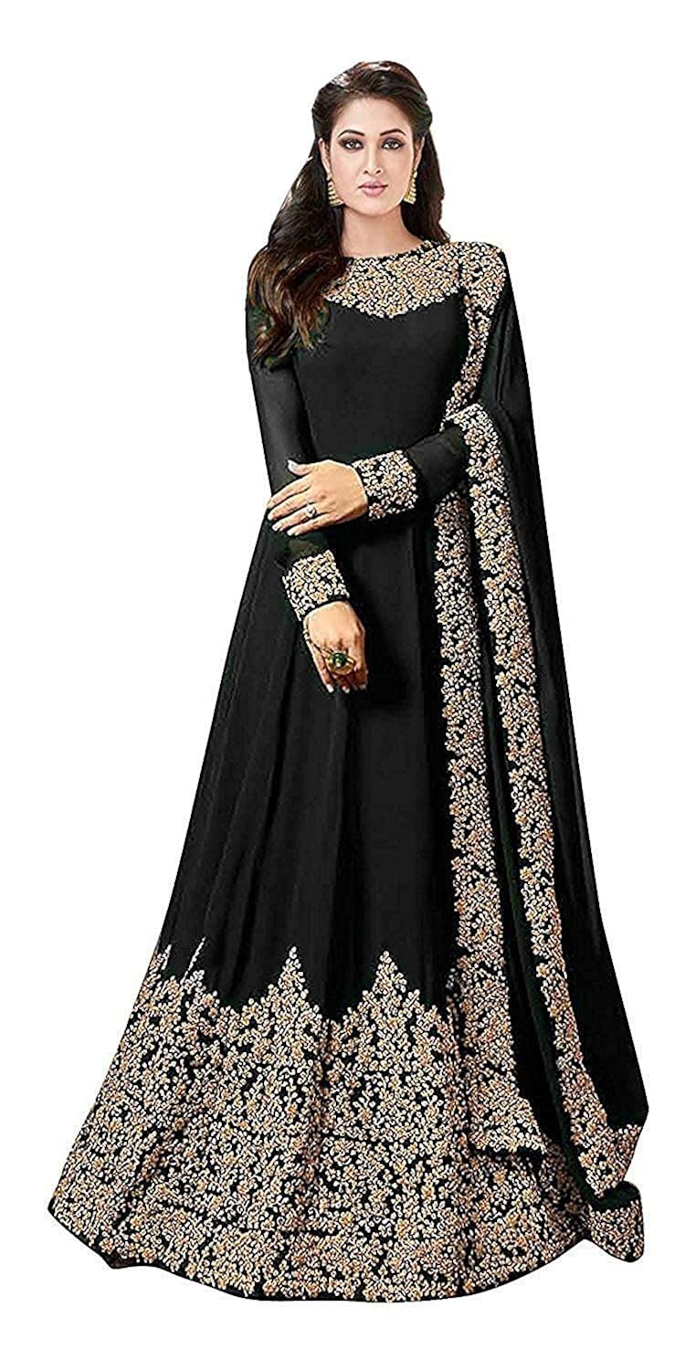 royal export women's heavy georgette a-line long party wear semi-stitched gown