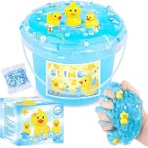 Ocean Series Slime Bucket for Kids, Super Soft Blue Crunchy Crystal Slime with 3 Yellow Duck Charms, Party Favor, Birthday Gift &amp; Goodie Bag Stuffer for Girls and Boys