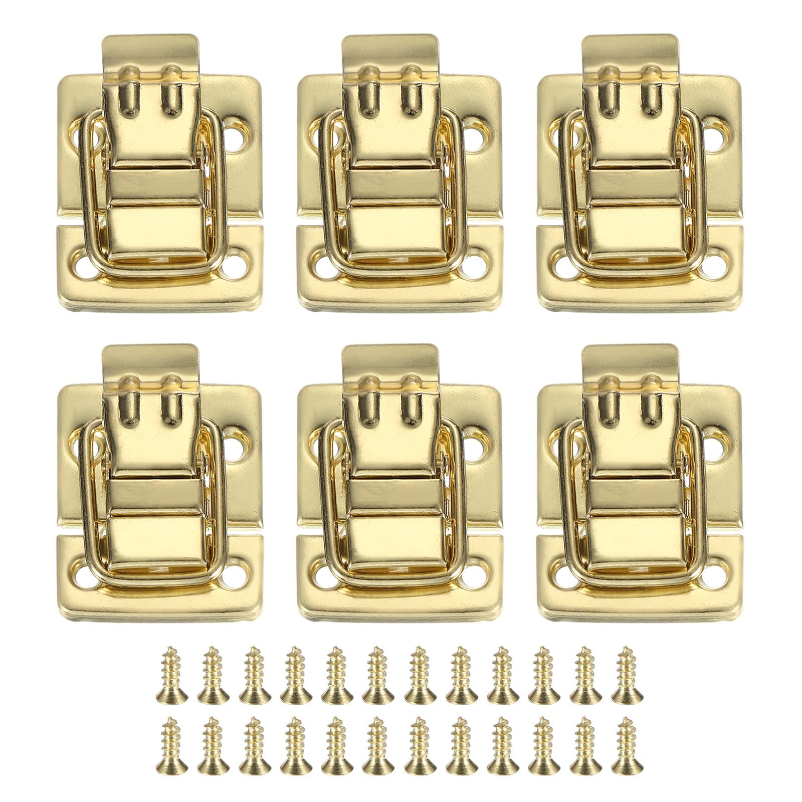 PATIKIL Fastener Toggle Latches Catch Chest, 6Pcs Metal Suitcase Boxes Buckles Retro Trunk Box Hasp Lock with Screw for Wooden Packing Case Toolbox Cabinet, Gold