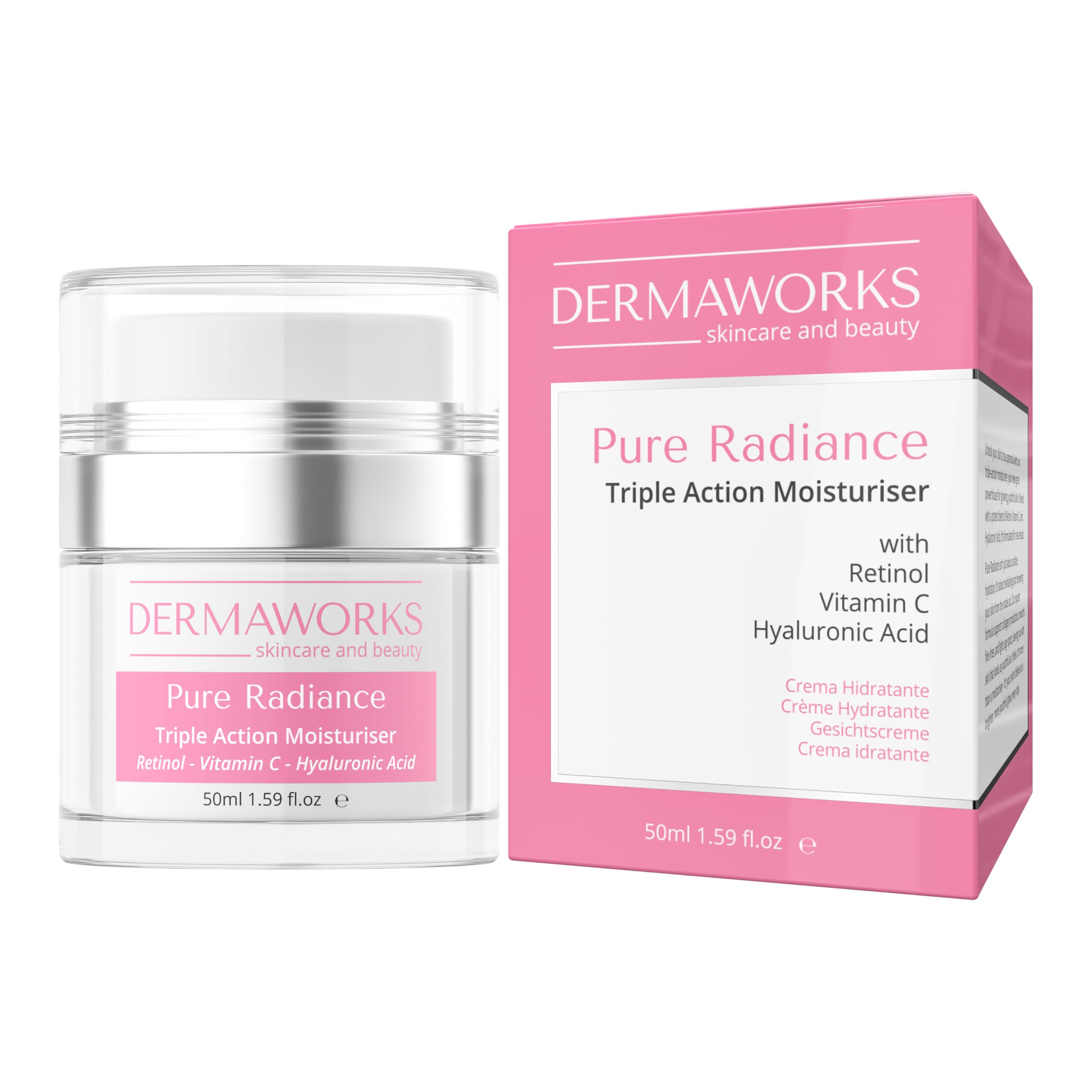 PURE RADIANCE MOISTURISER Face Women - Day & Night Cream - Anti Wrinkle Face Cream Moisturizer for Women with Vitamin C, Vitamin E, Retinol and Hyaluronic Acid -Anti Aging Hydrating Facial Moisturiser