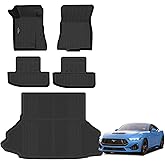 Floor Mats & Cargo Liner Custom Fit for Ford Mustang 2026 2025 2015-2024 (NOT for Mach-E) All Weather TPE Rubber 1st & 2nd Floor Liners Automotive Trunk Mat for Mustang 2025 Accessories, Black