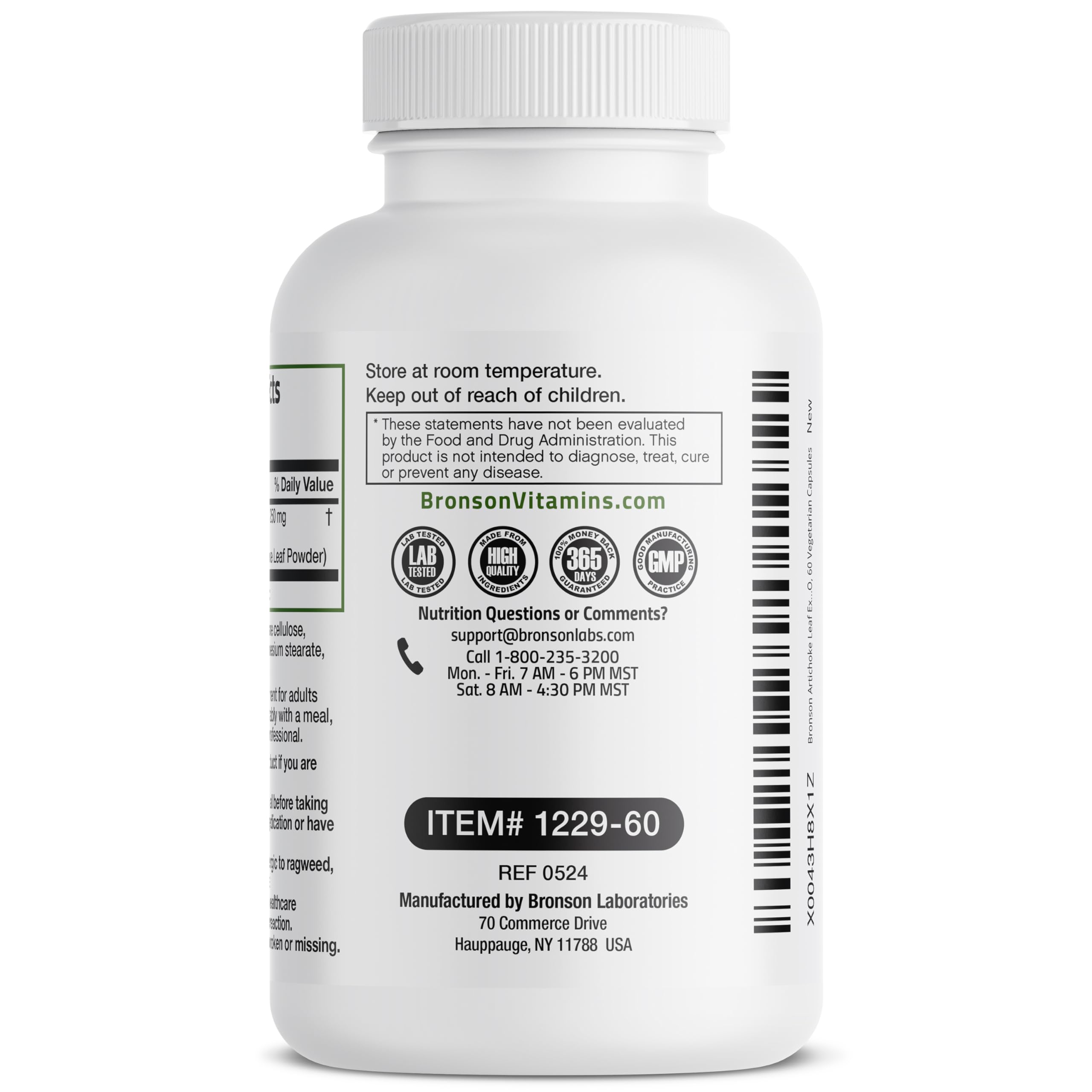 Bronson Artichoke Leaf Extra Strength Supports Healthy Digestion Healthy Liver Function, Non-GMO, 60 Vegetarian Capsules