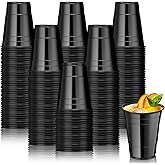 Lounsweer 100 Pack 16oz Black Disposable Cups for Party Decor Drinking Water Cups for Wedding Birthday Summer Beer Taste Snack Sample Tastings Barbecues Picnic Serving Celebrations(Black)
