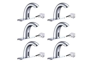 Aquaterior 5" Touchless Bathroom Sink Faucet with Cover Plate Chrome 6 Pack