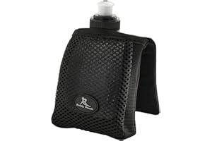 Running Buddy Running Water Bottle Pouch - 4" x 4" Black, 7 oz - Magnetic Water Bottle Holder for Running & Walking - No-Bounce Hydration Pack