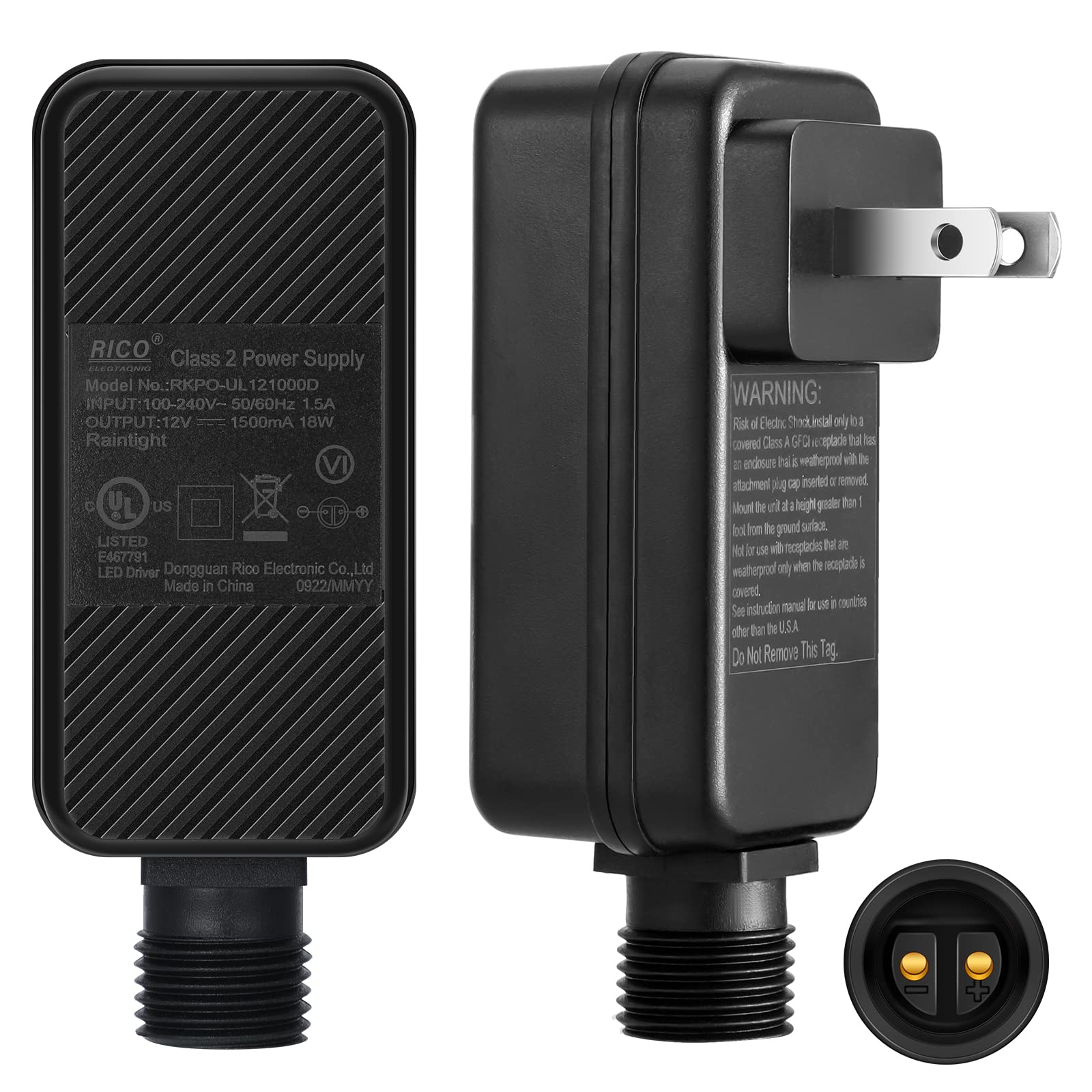 Photo 1 of 2 Pieces Class 2 Power Supply LED Transformer Replacement Outdoor Low Voltage Power Adapter for Christmas Rope Light Inflatable Decorations(12V18W 1.5A)