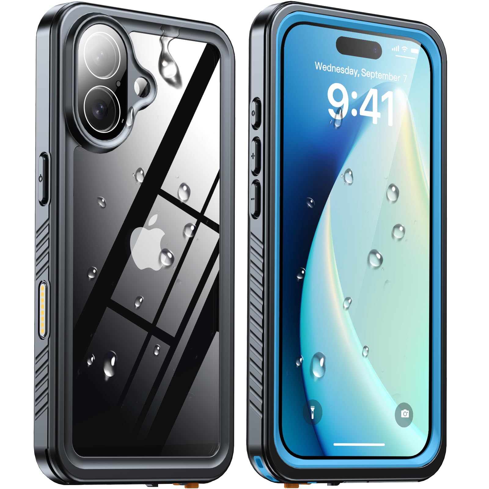 Photo 1 of ANTSHARE for iPhone 17 Case, IP68 Waterproof Shockproof Case, [Built-in Screen Protector] - 12 FT Military Dropproof - Full Body Heavy Duty Rugged Phone Cover 6.3 inches - Blue/Clear
