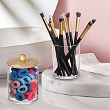 Tbestmax 10 oz Cotton Swab Jar Dispenser with Wood Lids 3 Pack Clear view 3