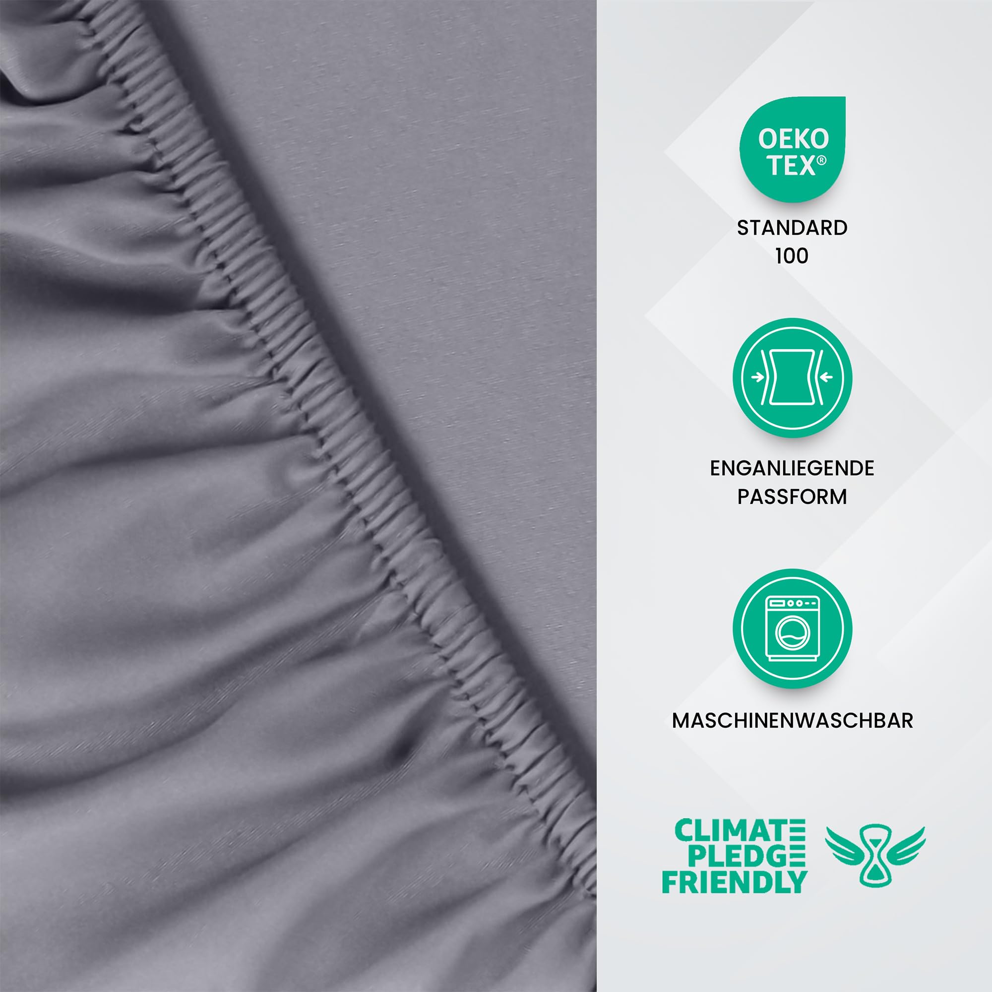 Utopia Bedding - Spannbettlaken 140x200cm - Grau - Oeko-Tex Zertifiziertes Gebürstete Polyester-Mikrofaser Spannbetttuch - 35 cm Tiefe Tasche 3