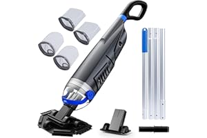 BIETRUNPRO Pool Vacuum for Above Ground Inground Pool with 72'' Extension Pole, 1-Hour WorkTime, 2 Cleaning Heads, 18.5 GPM Powerful Suction, Handheld Rechargeable Cordless Pool Cleaner with 4 Collection Filters