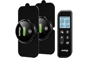 NURSAL Wireless TENS Unit Muscle Stimulator, Dual Host TENS EMS Machine for Pain Relief, 18 Modes 20 Intensity Remote Control Pulse Physical Electrotherapy for Back Shoulder Pain (2 Pads)