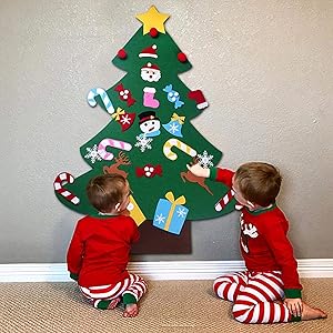 Joyyear DIY Felt Christmas Tree for Kids with Detachable Ornaments,New Year and Xmas Gifts Door Wall Hanging Christmas Tree Decorations …