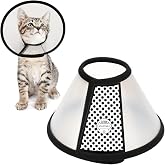Depets Adjustable Recovery Pet Cone E-Collar for Cats Kittens Rabbits, Plastic Elizabeth Protective Collar Wound Healing Practical Neck Cover, Neck Girth 6.1 in