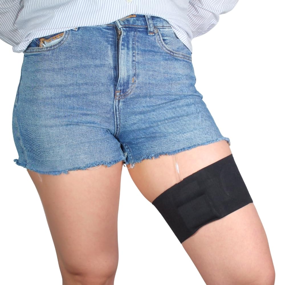 URSA Health: Ultra Soft, Slim & Stretchy Thigh Belt Insulin Pump Holder - 1mm Thin, Made in UK, Durable & Breathable. for Diabetes Patients, Compatible with Medical Devices (Black)