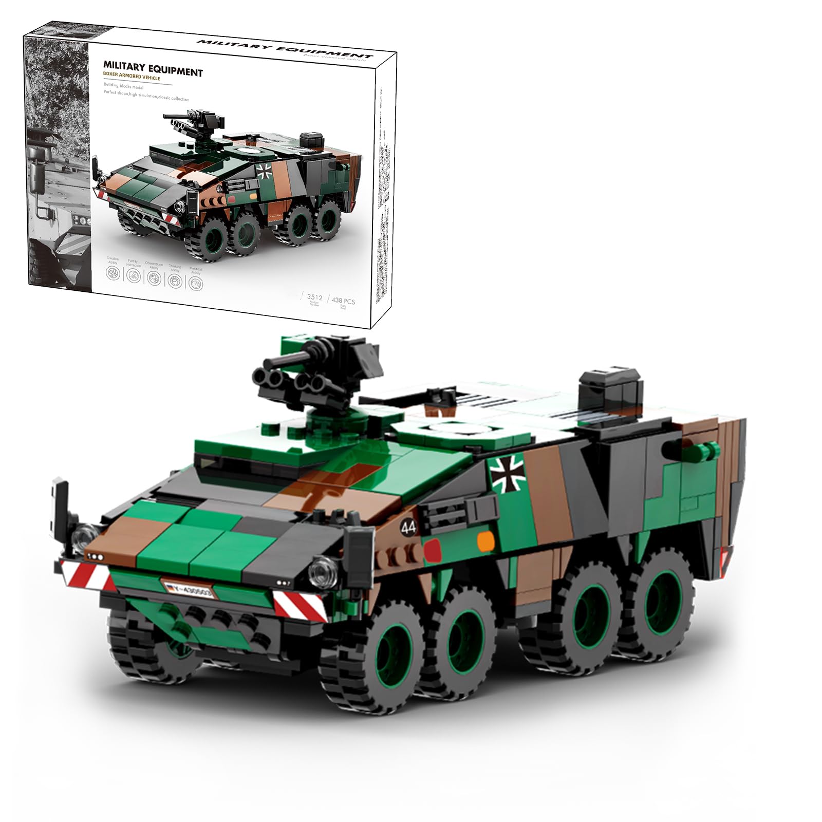 MEIEST Military Vehicle Building Blocks Sets,Armored Model Brick Set Highly Detailed Set for Military Enthusiast, Teens and Adults (BOXER ARMORED VEHICLE)
